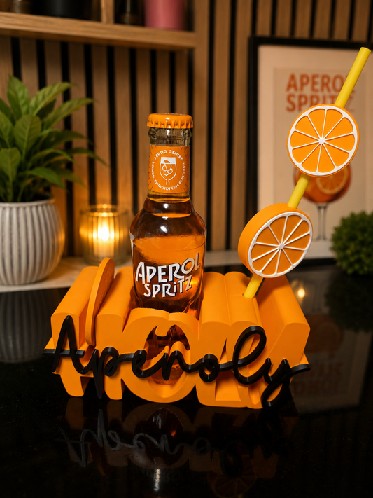 Aperoly – Geschenkset Dekorativer Flaschenhalter für Aperol-Liebhaber