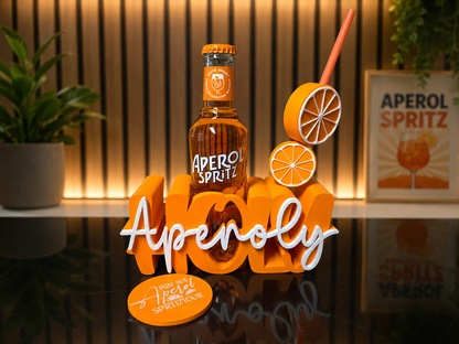 Aperoly – Geschenkset Dekorativer Flaschenhalter für Aperol-Liebhaber