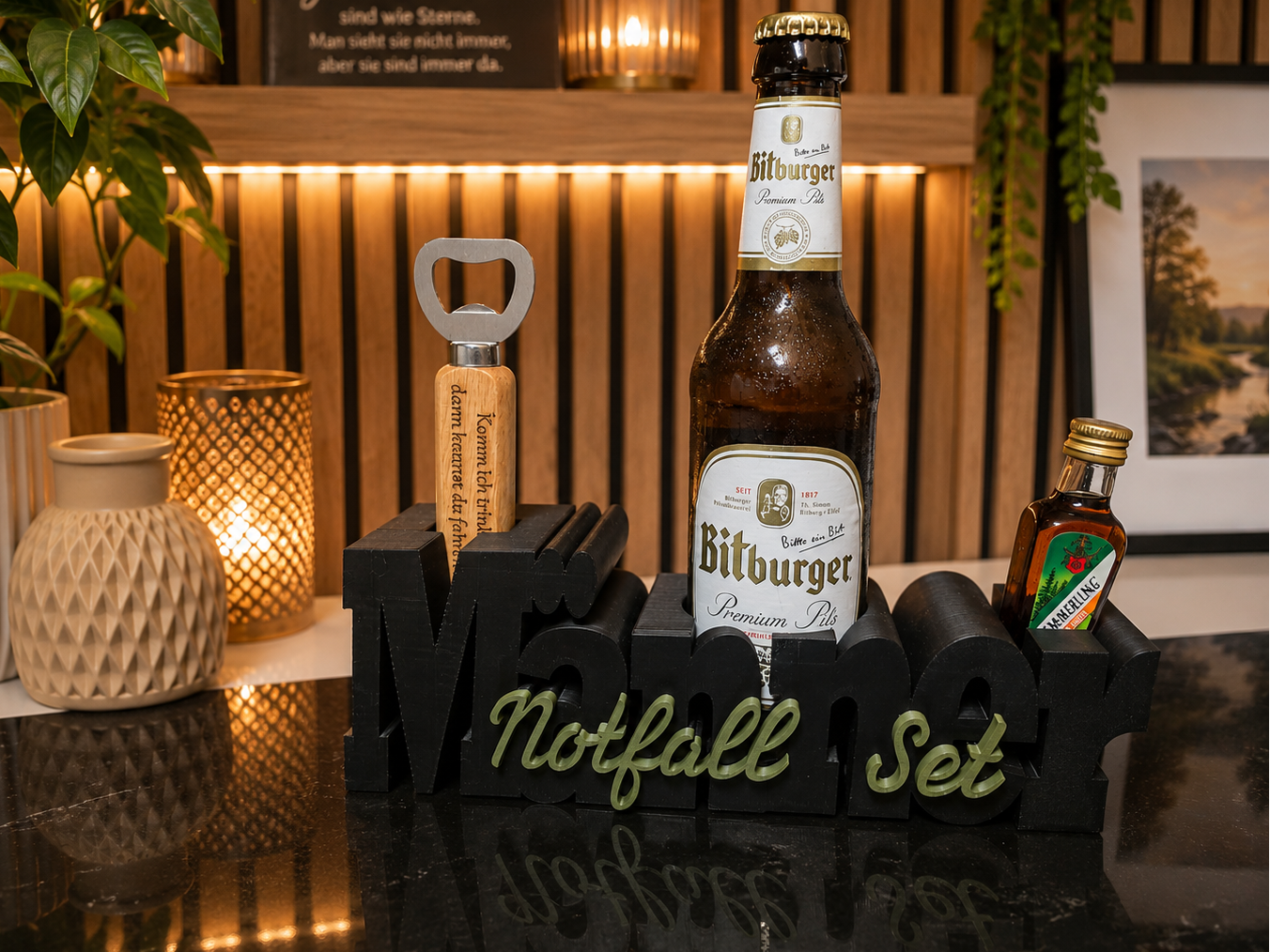 Männer Notfall-Set – Flaschenhalter mit Flaschenöffner
